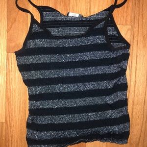 Ruched tank top with shimmery stripes